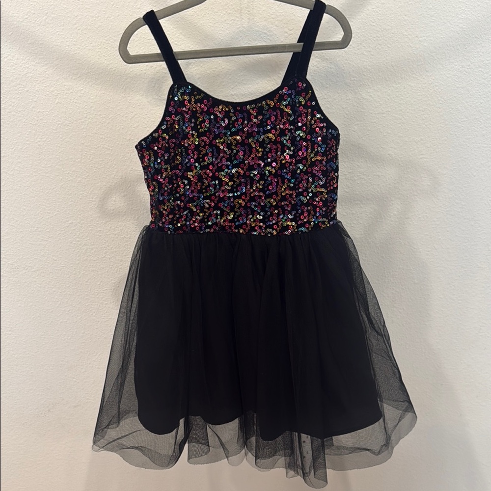 Zhenzi Black Dance Costume with Sparkling Sequin Top